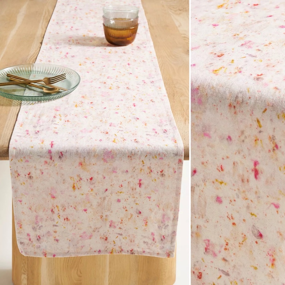 Anthropologie Anthro Home Tansy Print Table Runner 16” x 90” pink multicolor